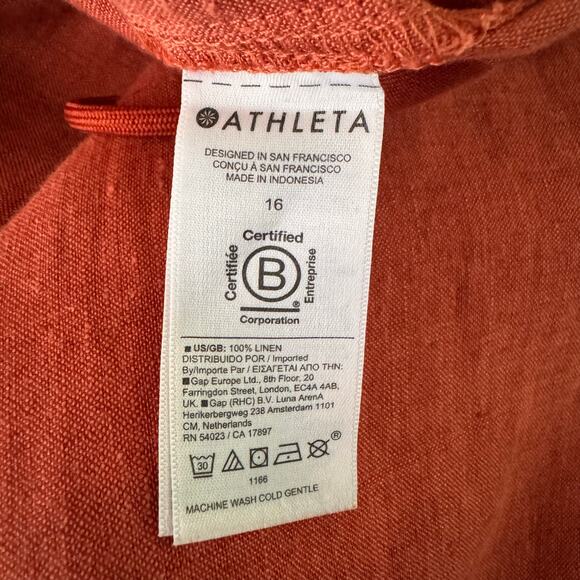 ATHLETA Jogger 16 Retreat Linen Elastic Waist w/Drawstring Coral TerraCotta - Picture 12 of 15